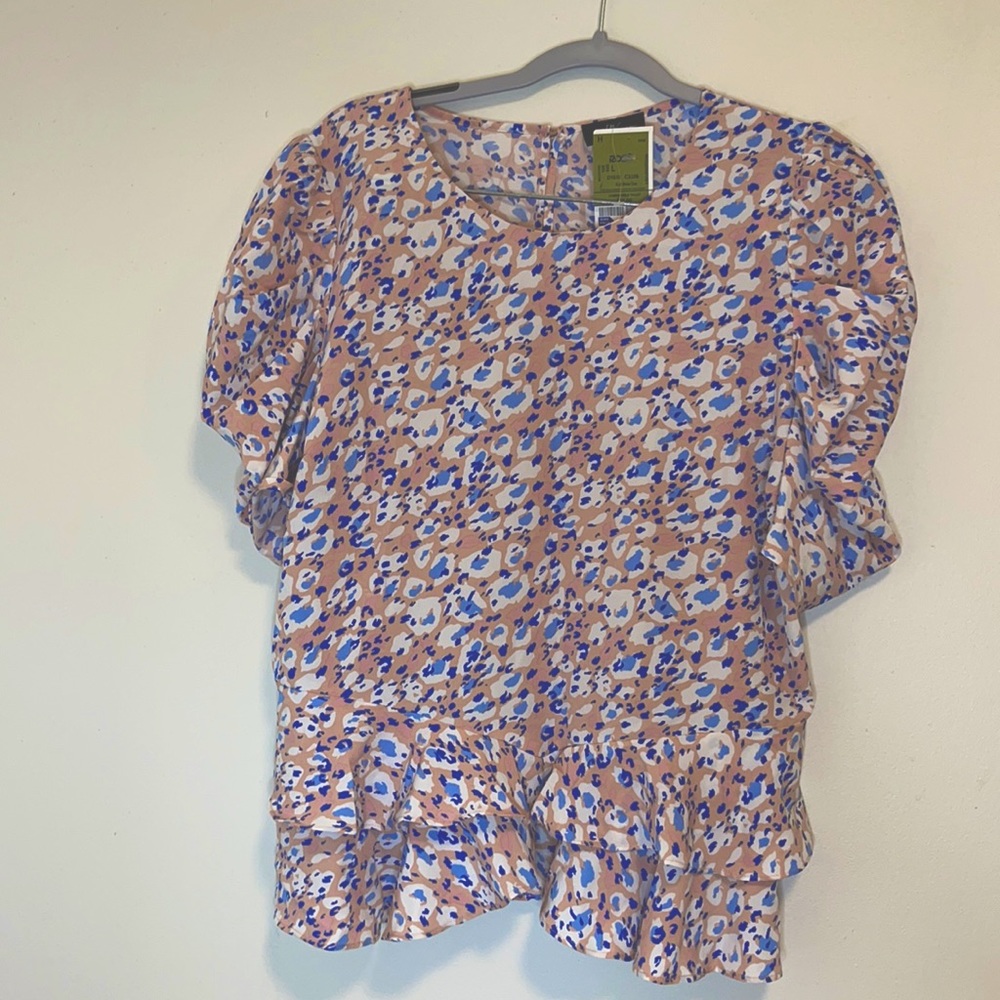 Milk & Honey blouse w/ ruffles on shoulders.